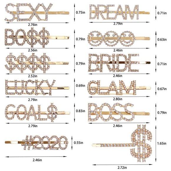 Word Letter Word HAIR Pins Sparkly Letter main image 4